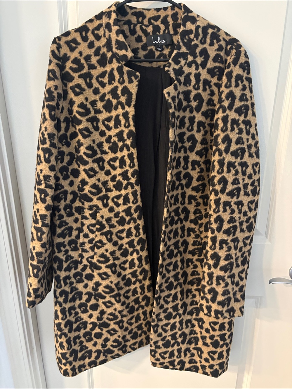 Lulu's Leopard Print Coat - Black and Tan